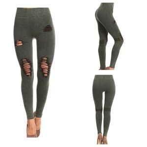 Olive Distressed Legging